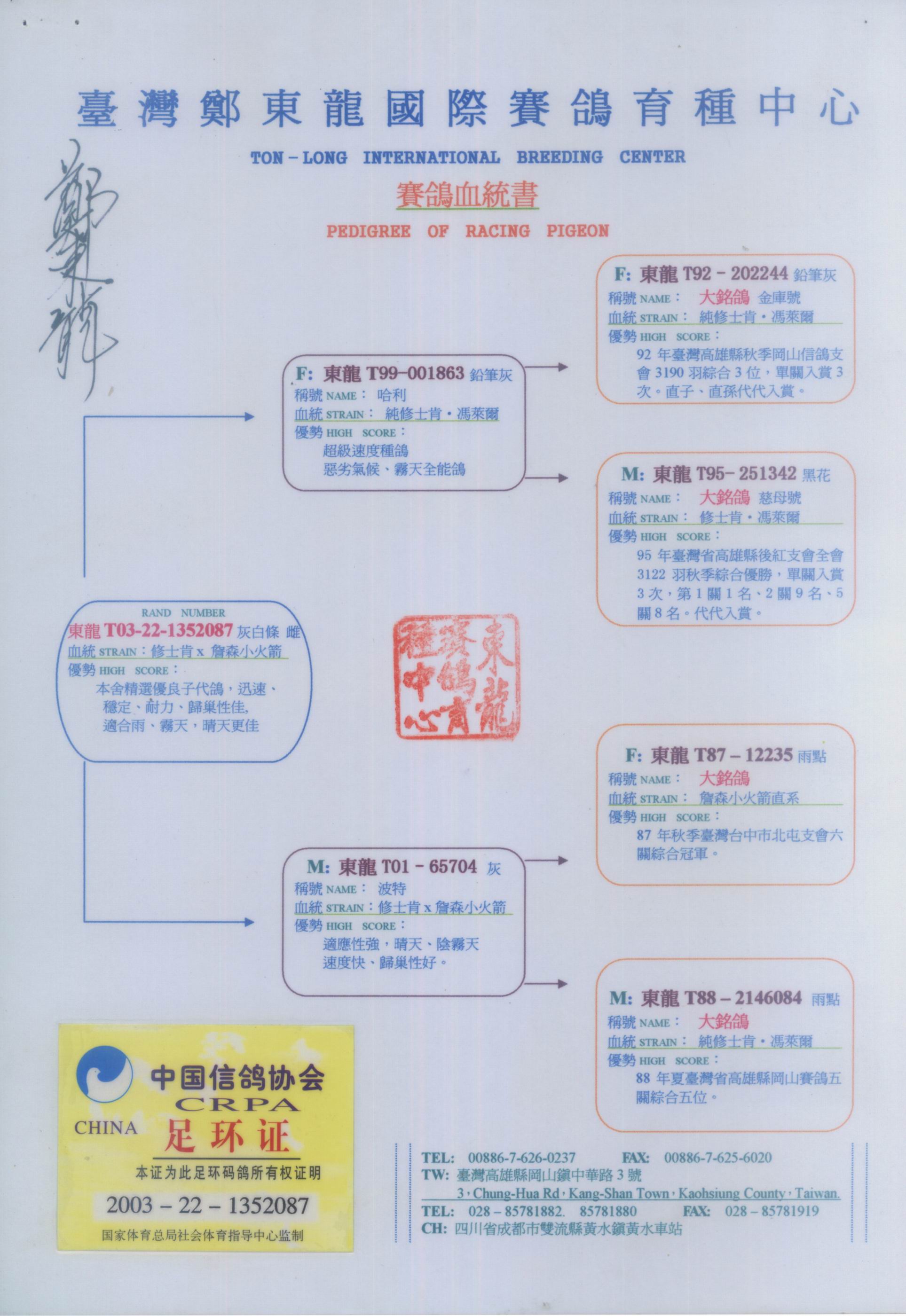 信鸽拍卖首页 拍卖专题 >> 查看拍卖商品 运输描述 台湾"南霸天"东龙