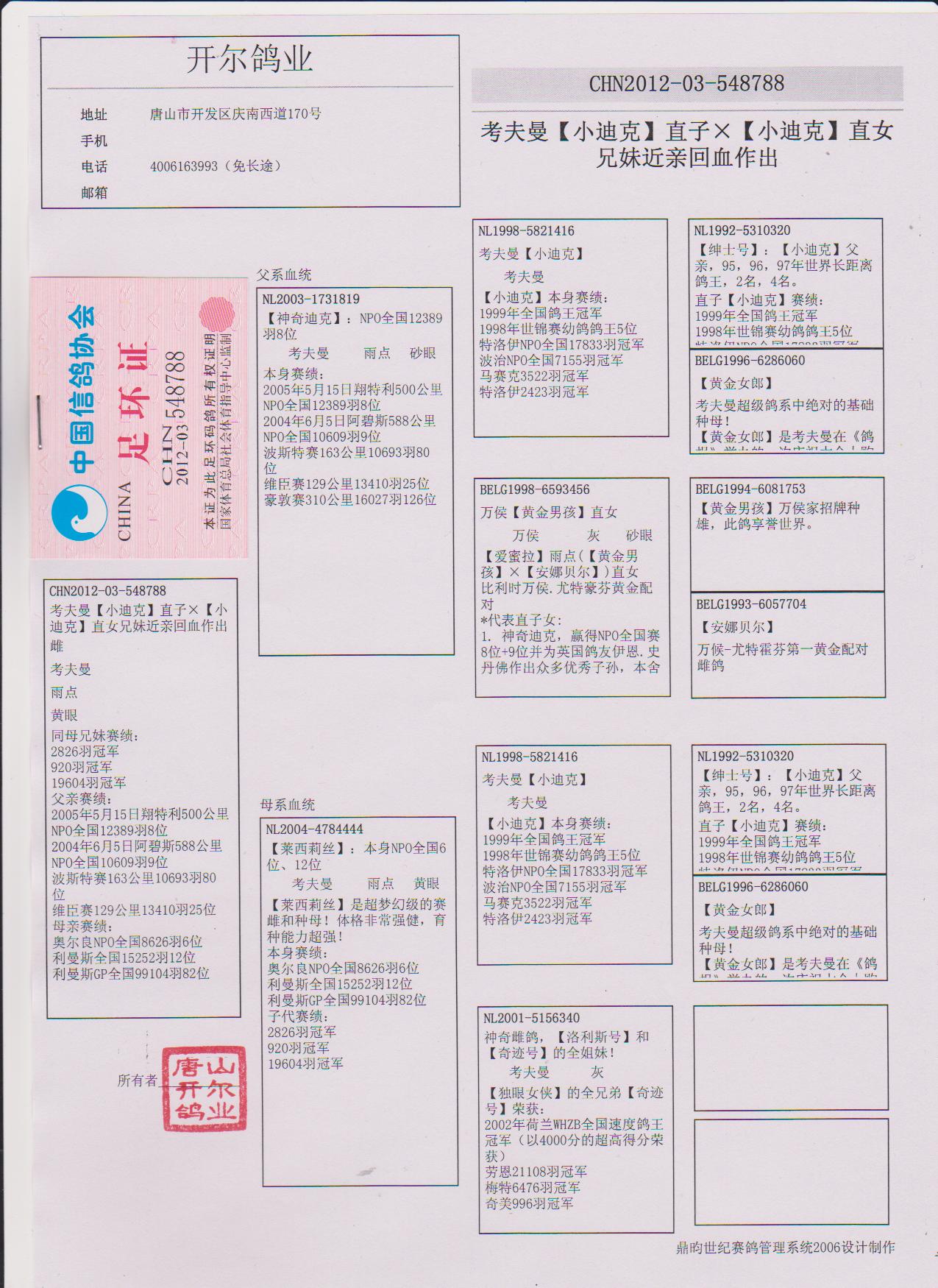 唐山开尔鸽业 - 中信网铭鸽展厅 www.ag188.com